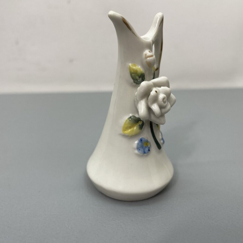 Mini Miniature Vase Pitcher Shoes Porcelain White Floral Flower Made in Japan - Picture 6 of 16